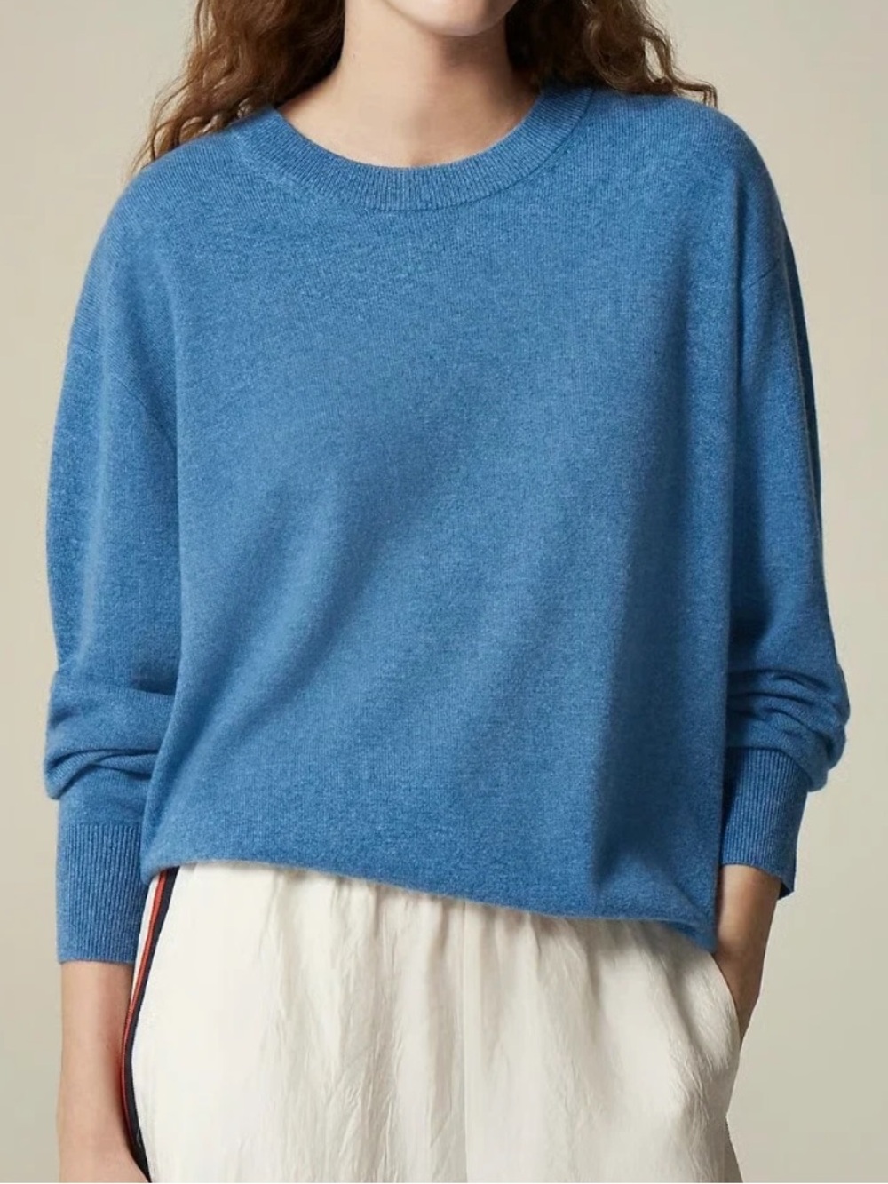 J.Crew 100% Cashmere Sweater Crewneck Relaxed Fit Women’s Size XS Blue Knit EUC